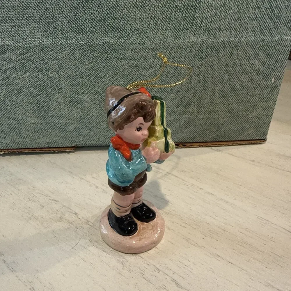 Vintage Enesco Christmas Ornament Bavarian Boy w Presents EUC‎